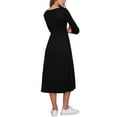 thumbnail image 3 of INSPIRE CHIC Waffle Knit Dress for Women 3/4 Sleeves Square Neck Midi Dress XS Black, 3 of 6