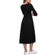 thumbnail image 3 of Vestido de punto waffle Inspire Chic para mujeres, con mangas 3/4, escote cuadrado, midi, color negro, 3 of 6