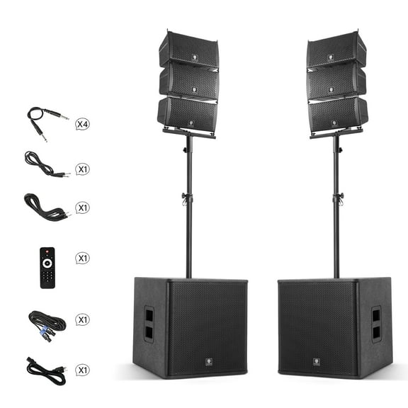 8000W P.M.P.O. PRORECK CLUB 8000 15-inch 8000W 2.2 Channel DJ Powered Line Array Speaker with Wireless for Large Parties