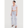 thumbnail image 2 of Women's Acid Wash Straight Leg Cargo Pocket Jeans, 2 of 4