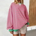thumbnail image 2 of Sweaters For Women Casual Minimalist Striped Embroidered Patchwork Pullover Round Neck Long Sleeved Color Insertions Regular Top M Womens Sweaters, 2 of 4