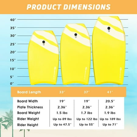 Spaco Lightweight Super Bodyboard Surfing with EPS Core Boarding-S Performance Fish Soft Top Surfboard for Kids and Adult