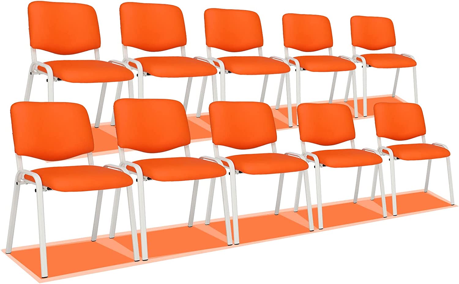 VINGLI Orange Waiting Room Chairs, 10Pack PU Church Chairs Conference