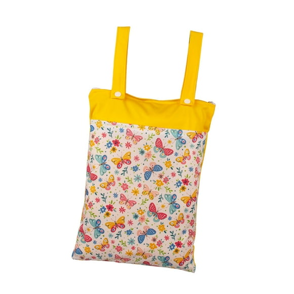 Bolsa de Pañales para Bebé, Bolsa de Almacenamiento Portátil de Pañuelos Húmedos con Doble Asa de 9,84x13,78 Pulgadas para Guardería, Actividades Al a Amarillo