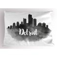 thumbnail image 1 of Detroit Pillow Sham Smoky City Skyline with Brushstrokes Hand Written Style Letters Buildings, Decorative Standard King Size Printed Pillowcase, 36 X 20 Inches, Black Silver White, by Ambesonne, 1 of 2
