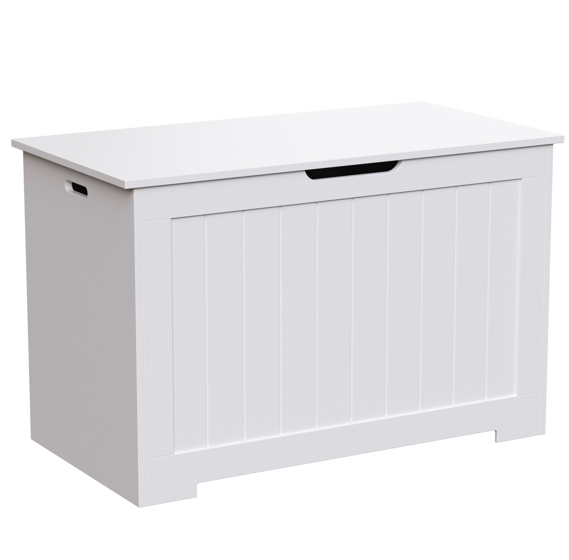 HomGarden 30Inch MDF Child Toy Chest 150L Storage Box Cabinet W/Safety Hinged Lid, White