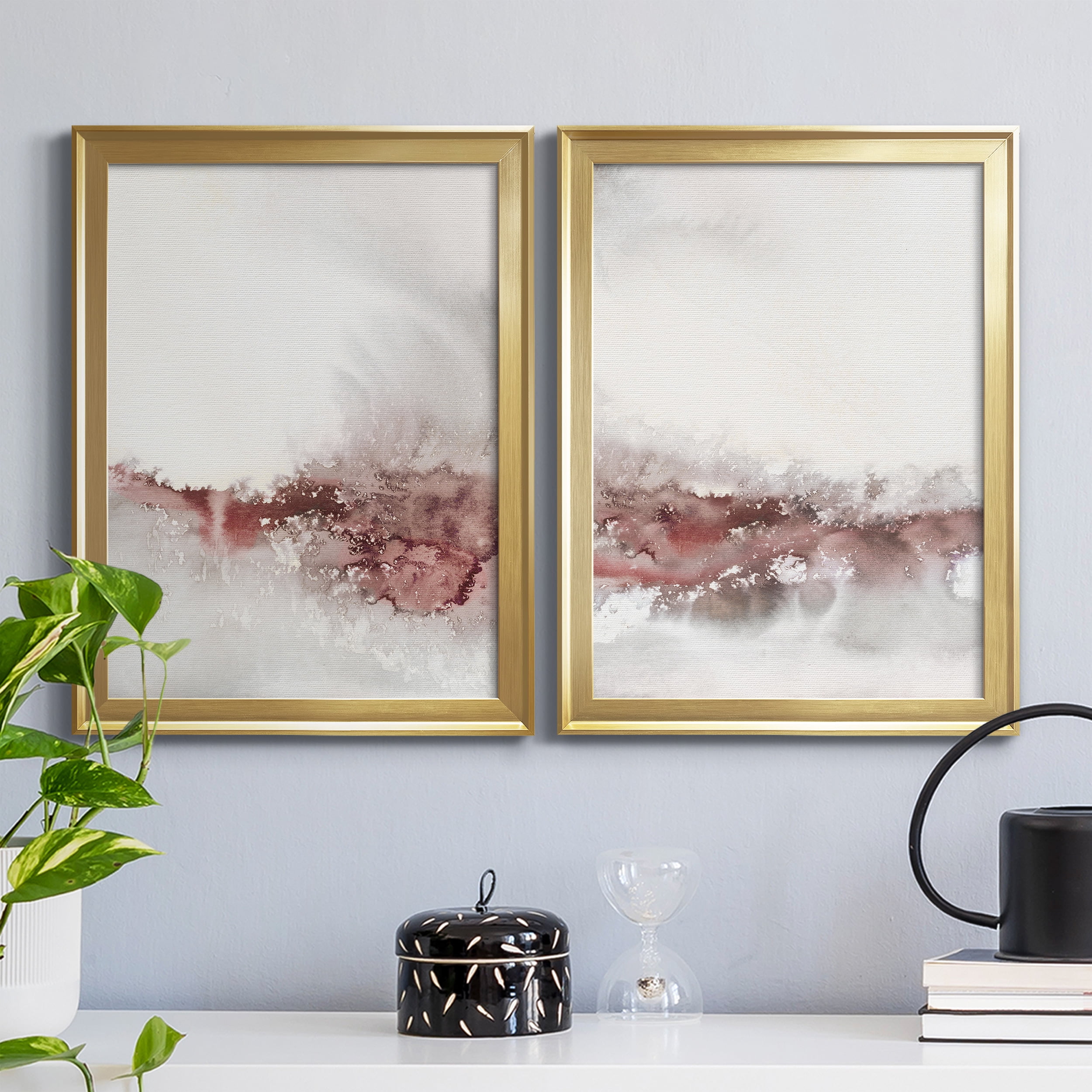 2 Piece Set Soft Waves I Premium Framed Canvas - Ready to Hang - 22.5 x 30.5 Each - Gold Frame