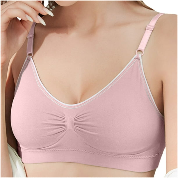 Ubras Women's Wirefree Full Coverage Invisible Seamless Bra Deep V Back  Hook, Pink, Small : : Clothing, Shoes & Accessories