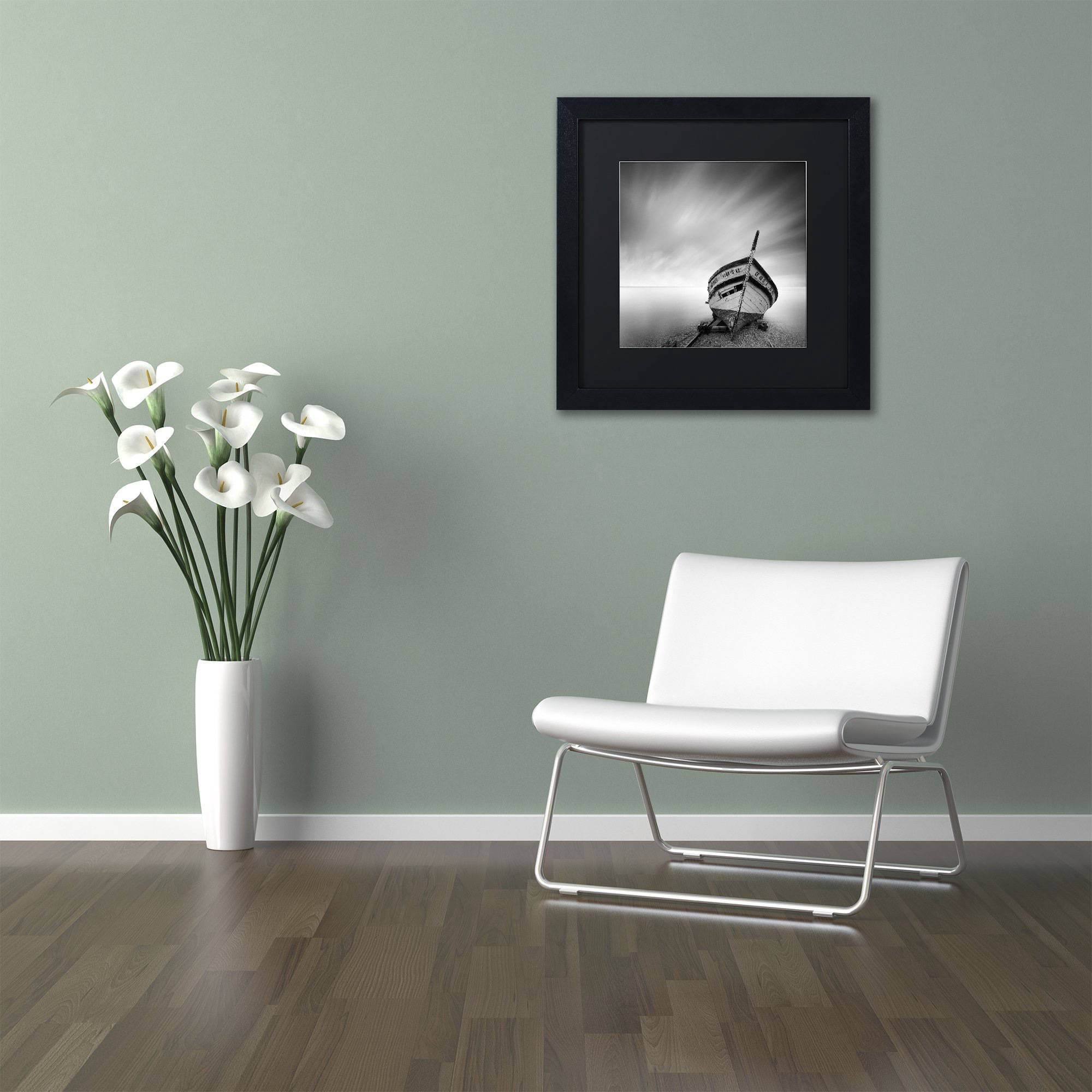Trademark Fine Art "Boat I" Canvas Art by Moises Levy Black Matte, Black Frame