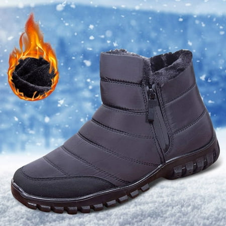 

Cathalem Snow Boots Mens 9 Fashion Winter Men Snow Boots Thick Soled Non Slip Waterproof Upper Tall Winter Boots for Teenagers Black 8.5