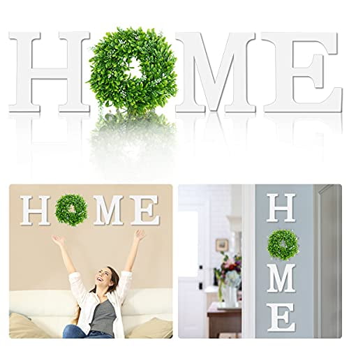 Rustic Wall Letters Home Decor，Farmhouse Wall Decor for Living Room,Bedroom Kitchen,Doorway,Black&Eucalyptus BITLIFUN 12in Home Sign Wall Hanging Wood Letters with Artificial Wreath for Wall Decor