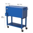 thumbnail image 2 of Dextrus 80 Quart Outdoor Rolling Cooler Cart with Bottle Opener Drainage, Portable Beverage Rolling Cart with Tray on 360° Swivel Wheels, Blue, 2 of 5