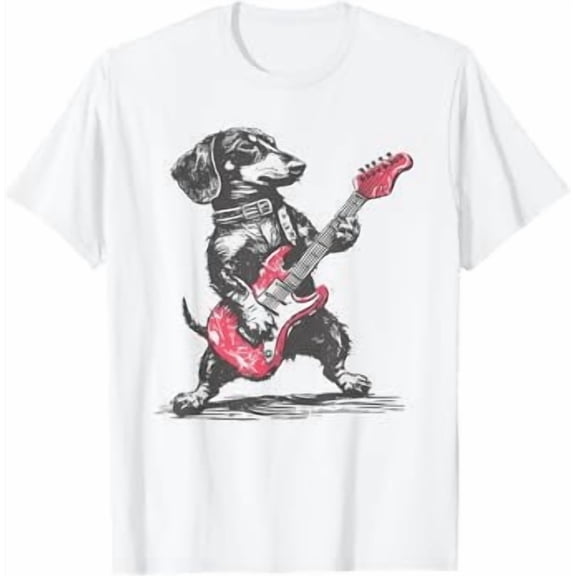 Vintage Dachshund Guitar T-Shirt