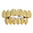thumbnail image 1 of Hip-Hop Rapper 18K Boca Caps Custom Teeth Grill Top Bottom Grill Set Unisex - dorado Hugo Dientes de parrilla de hip hop, 1 of 10