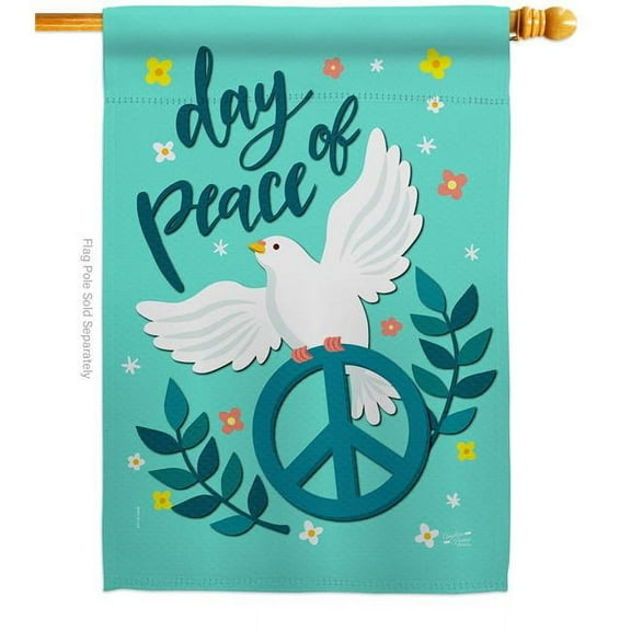 Angeleno Heritage H137349-BO 28 x 40 in. Day of Peace Sweet Life Earth Double-Sided Decorative Vertical House Flags - Decoration Banner Garden Yard Gift