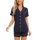 thumbnail image 2 of Conjunto de pijama Anjue para mujer, talla grande, verano, manga corta, azul marino, 2 of 5