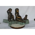 thumbnail image 2 of Young children and dog on a log bronze statue - Size: 40"L x 16"W x 24"H., 2 of 11
