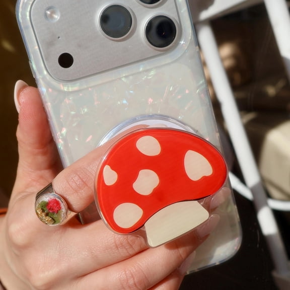 Mushroom MagSafe Phone Grip: Magnetic Floral Phone and E-Reader Holder