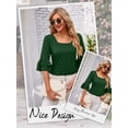 thumbnail image 7 of Hibeli Women Square Neck Tiered Ruffle Mid-Sleeve Solid Color Pullover Top, 7 of 7