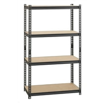 Iron Horse 2300 Riveted Steel Shelving 4-Shelf Unit, 18D x 36W x 60H, Black
