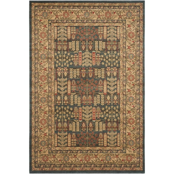 SAFAVIEH Mahal Phylliss Oriental Area Rug, Navy/Natural, 5'1" x 7'7"