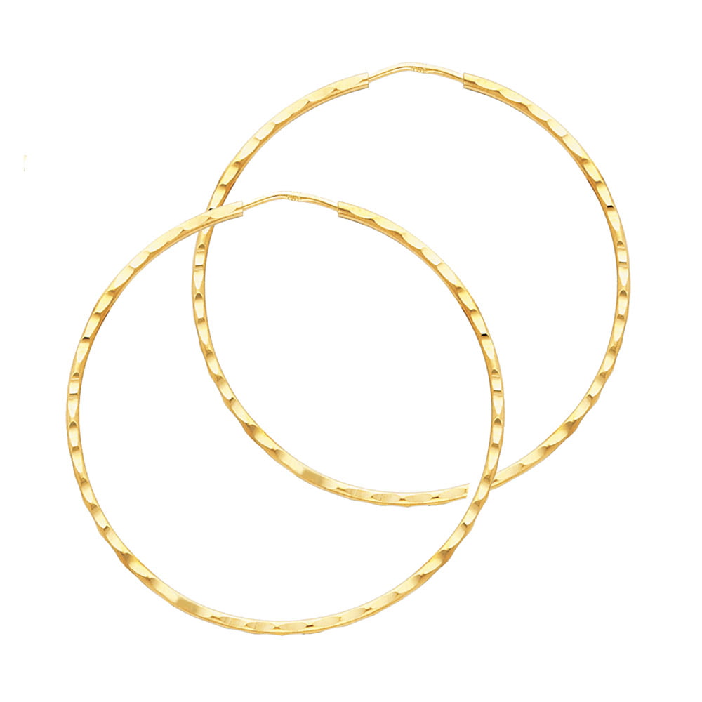 Diameter - 25mm TGDJ 14K White Gold 1.5mm Square Tube Diamond Cut Square Hoop Earrings 