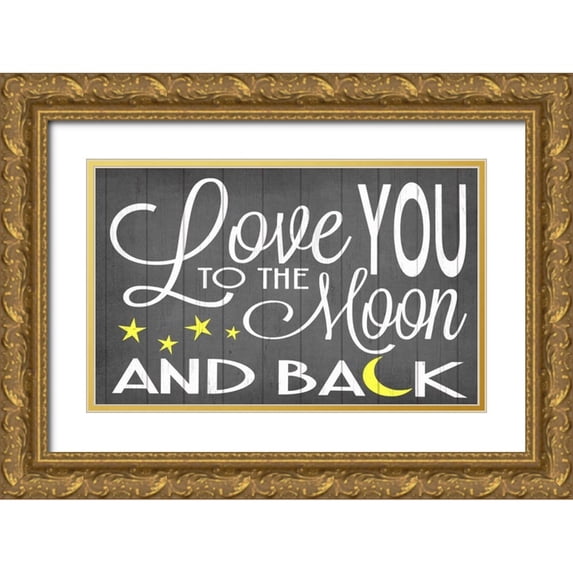 Words for the Soul 14x10 Gold Ornate Wood Framed with Double Matting Museum Art Print Titled - Love You to the Moon