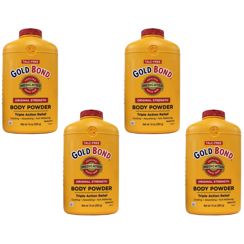 4 Pack Gold Bond Body Powder Medicated 10 oz Each (TalcFree