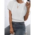 thumbnail image 6 of Gynyvoja Women'S Ruffled Short Sleeve Round Neck Knitted Top Pullovers Sweater White XXL, 6 of 9
