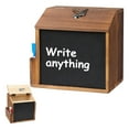thumbnail image 3 of Wood Suggestion Box with Slot and Lock,Wooden Tip Money Drop Donation Boxes For Saving Fundraising,Prayer Ballot Comment Box Countertop Wall Mounted with Chalkboard and Keys for Church,Wedding, 3 of 9