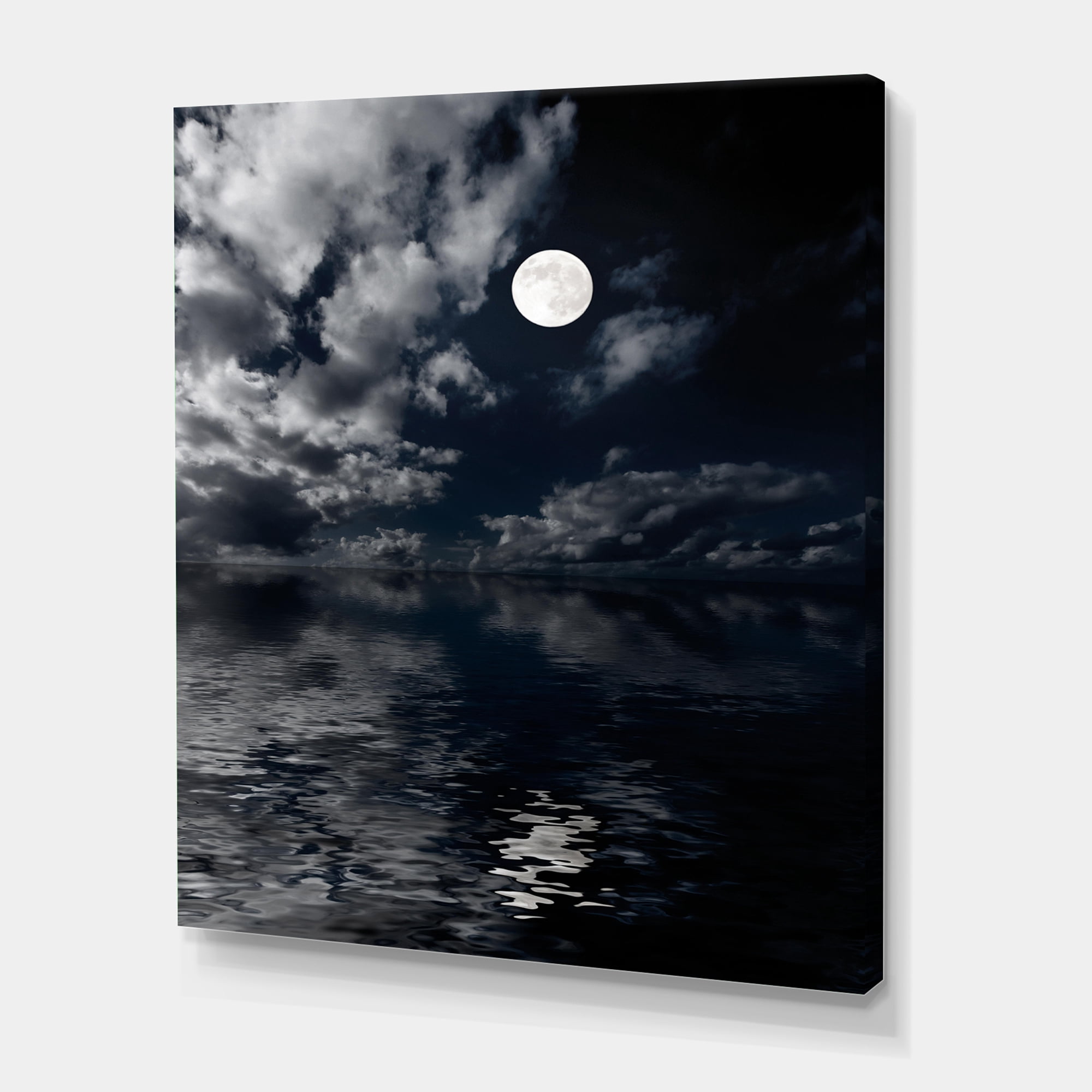 Full Moon Night in Cloudy Sky IV 24 in x 32 in Photography Canvas Art Print, by Designart