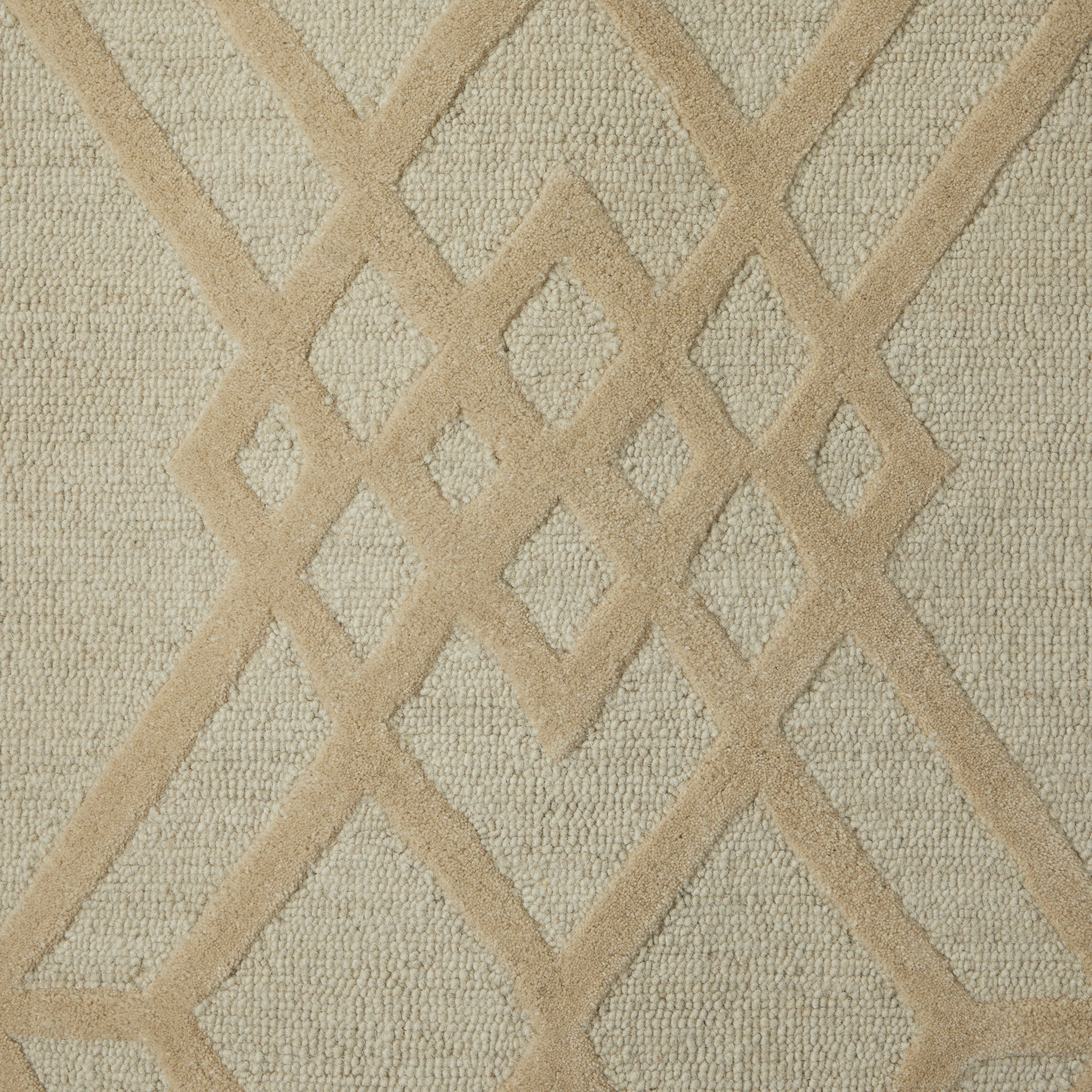 DecMode Beige and Brown Wool Hand Hooked Contemporary Decorative Area Rug 5'W x 8'L