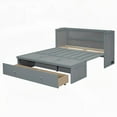 thumbnail image 2 of Gray Full Size Murphy Bed: Built-in USB & Large Drawer, Sturdy Pine Wood, Space-Saver, 2 of 26