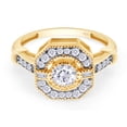 thumbnail image 3 of 1.22 CT Round & Baguette Cut White Cubic Zirconia Milgrain Halo Ring In 14K Yellow Gold Plated 925 Sterling Silver (Color: White, Clarity: VVS1-VVS2, 1.22 Cttw) -7.5, 3 of 7