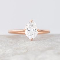 Jewelerix 2 Carat Oval Cut Moissanite Engagement Ring for Women Solid 10K Rose Gold Solitaire Ring Classic Minimalist Ring Wedding Promise Ring