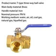 thumbnail image 4 of 3 Way DN15 T Port Brass Ball Valve 12 Inch for BSP Female Thread Plumbing, 4 of 8