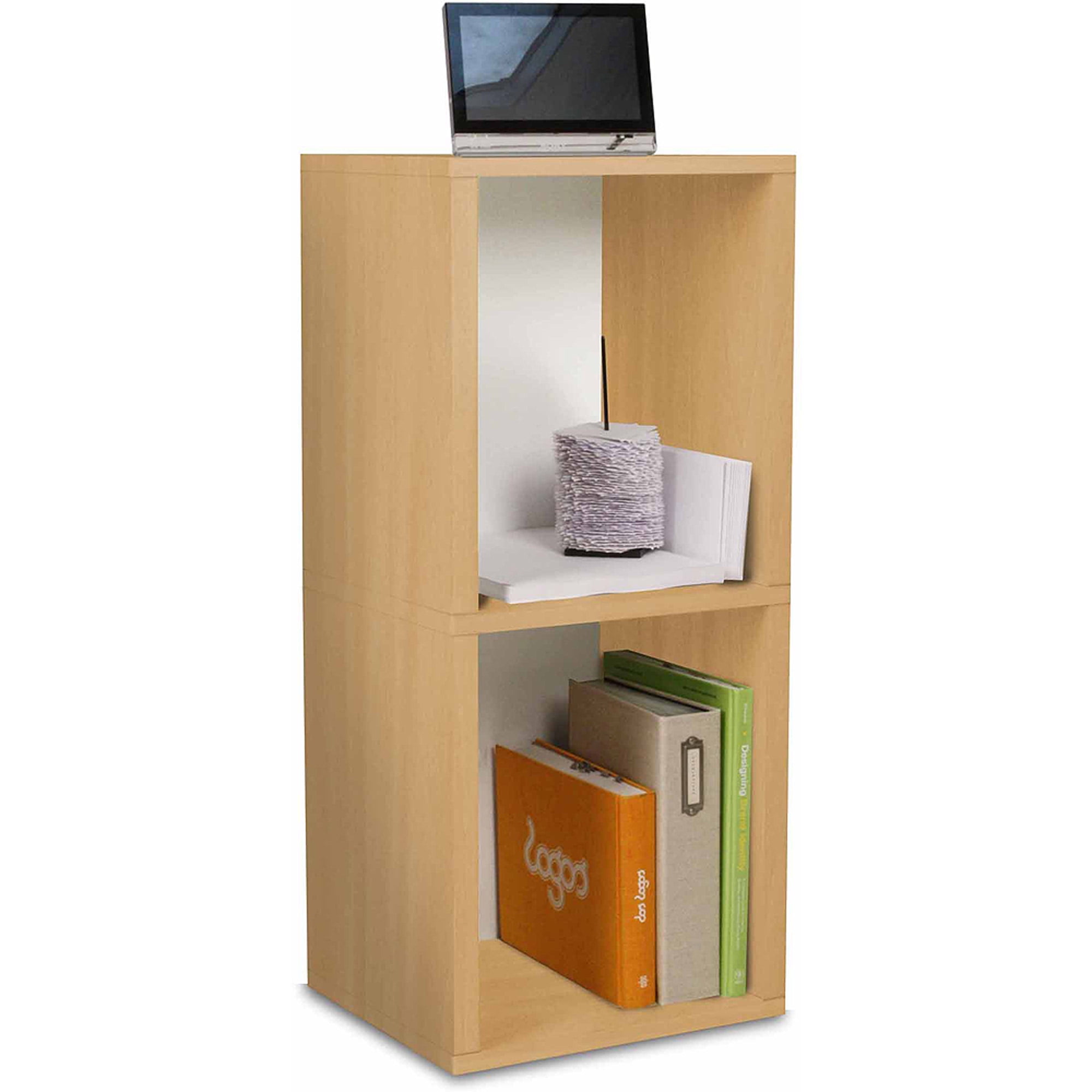 Way Basics Eco 2-Shelf Double Cube Plus Narrow Bookcase and Storage Shelf, Natural