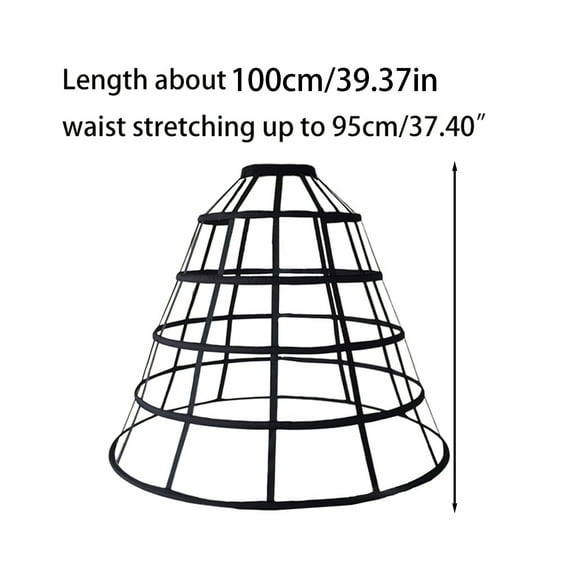 URTERYSER Womens Hollow Out 5-Hoop Victorian Petticoat Skirt Wedding Bridal D Black