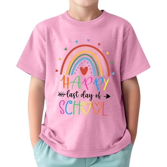 FYEGRE Funny End of School Year Graduation Graphic Tee for Toddler Boys Girls Kids Celebrating Academic Success Pink 10-11 Years