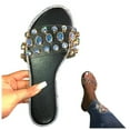 thumbnail image 5 of JeashCHAT Slip On Slide Sandals for Women Summer Women's Open Toe Colorful Rhinestone Decoration Casual Beach Shoes Flats Slippers (Black), 5 of 9