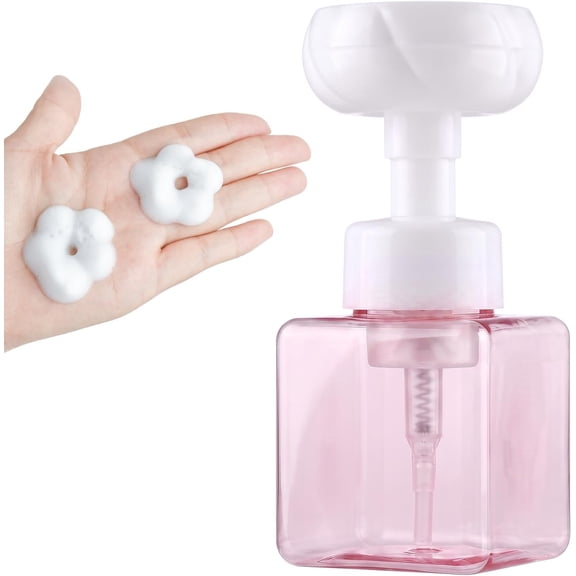 Foam Pump Bottle 8.8 Oz Flower Foaming Soap Dispenser Shatterproof Pet Refillable for Bathroom Kitchen Kids Handwashing