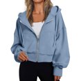 thumbnail image 2 of YUGYXL Women's 2025 Zip Up Y2K Hoodies Casual Long Sleeve Sweatshirts Fall Spring Track Jackets with Pockets Blue M, 2 of 6