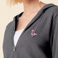 thumbnail image 5 of Dalix Flamingo Embroidered Fleece Zip Washed Hoodie Cold Fall Winter Women in Shadow XL X-Large, 5 of 5