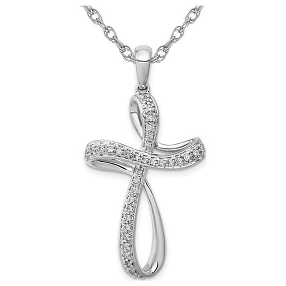 1/5 Carat (Ctw) Diamond Cross Pendant Necklace in 14K White Gold with Chain