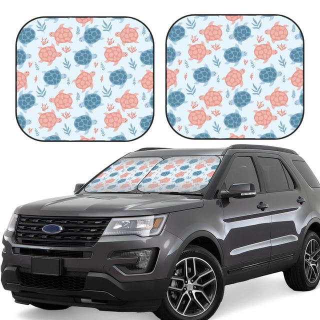 Vsdgher Sea Turtle Print Car Windshield Sun Shade, Reflective Sunshade Window Sunshade Sun Visor Protector Fit for Cars,Trucks,SUVs-Medium