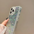 thumbnail image 4 of Case for iPhone 14, Glitter Diamond Rhinestone Edge Shiny Bling Sparkly Backplane Cover for Women Girls Cute Shockproof Non-Yellowing Protection Case for iPhone 14, Purple, 4 of 9
