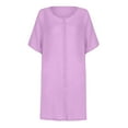 thumbnail image 4 of Bigersell Women's Wear To Work Dresses Women's Shirt Dress Short Mini Dress Short Sleeve Solid Color Patchwork Shirt Female Dresses Women Fit & Flare Dresses, Style 23889, Purple L, 4 of 8