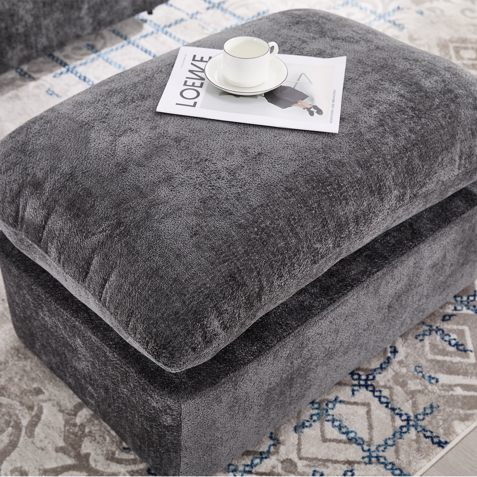 44.6" W Oversized Swivel Armchair with Ottoman,37.8" Large Seat Width Accent Chair with 3 Pillows