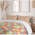 thumbnail image 6 of Ambesonne Kitchen Duvet Cover Sets, Flowers Dots Stripes, 2-Queen, Coral Yellow Mint Green, 6 of 7