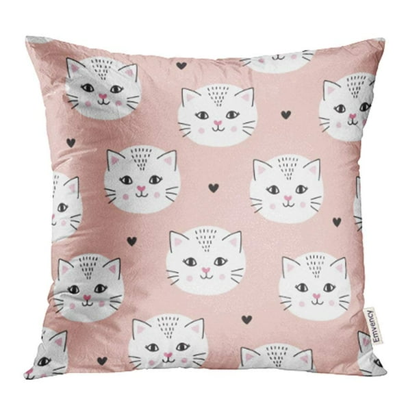 ARHOME Colorful Animal Pastel Peach Pink White Cat Pattern Cute Meow